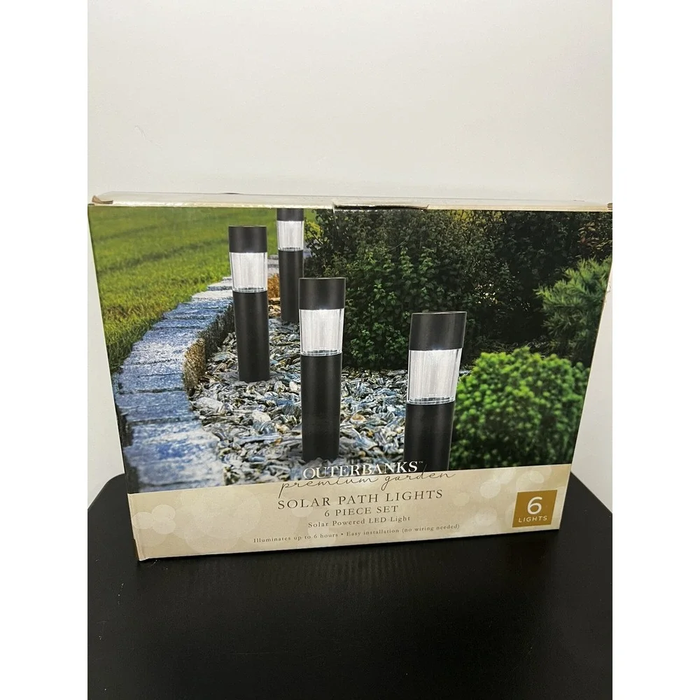 Outerbanks Premium Solar LED Path Lights 6 Pack, Waterproof Outdoor Garden Light